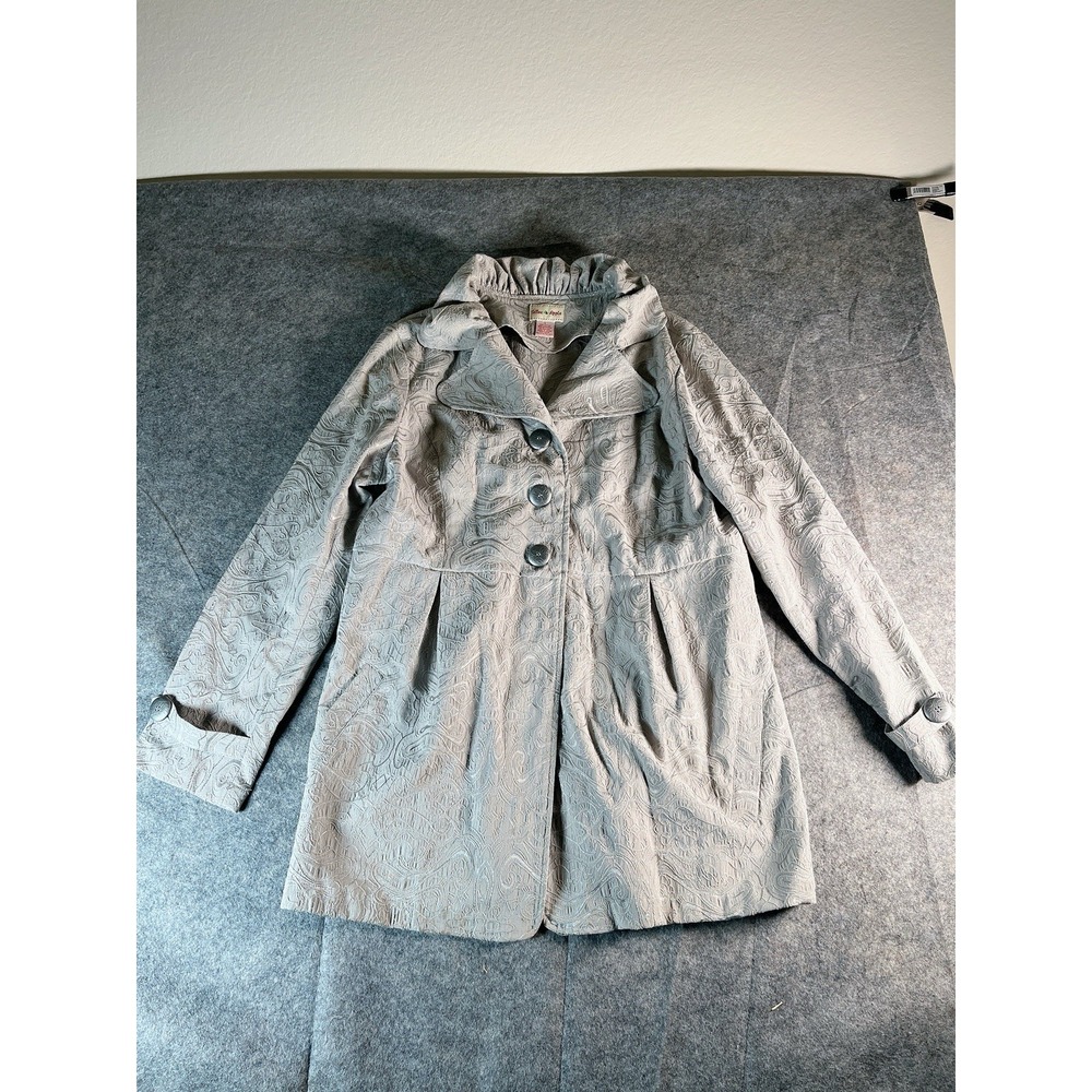 Toffee Apple Women's Grey Jacquard 3 Button Dress Coat Women's Size Large Jacket